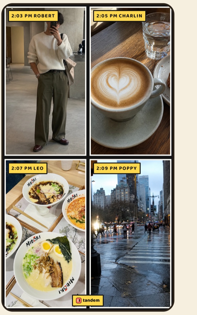 The same tandem memory in the Comic style: bold yellow caption boxes and thick panel borders